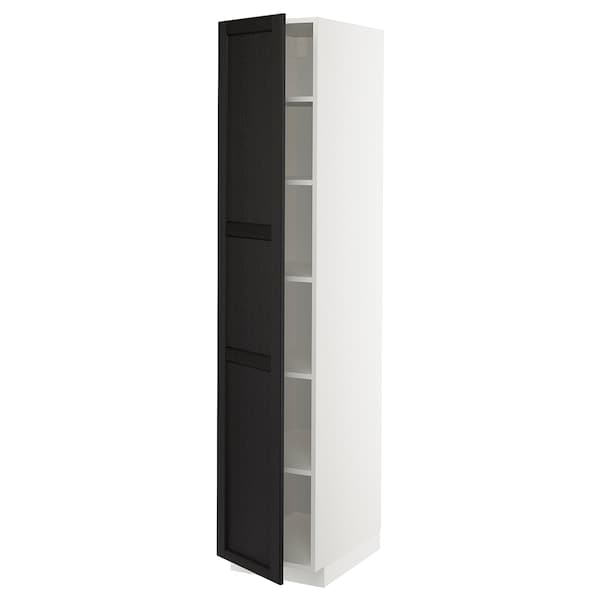Ikea METOD - High cabinet with shelves, white/Lerhyttan black stained, 40x60x200 cm