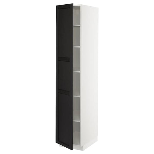 Ikea METOD - High cabinet with shelves, white/Lerhyttan black stained, 40x60x200 cm