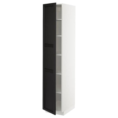 METOD - High cabinet with shelves, white/Lerhyttan black stained, 40x60x200 cm