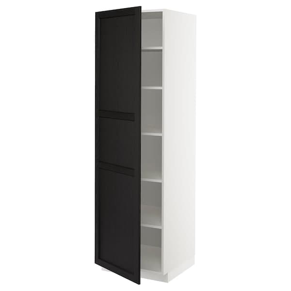 METOD - High cabinet with shelves, white/Lerhyttan black stained, 60x60x200 cm - best price from Maltashopper.com 39467262