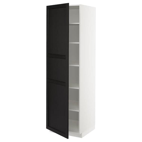 METOD - High cabinet with shelves, white/Lerhyttan black stained, 60x60x200 cm