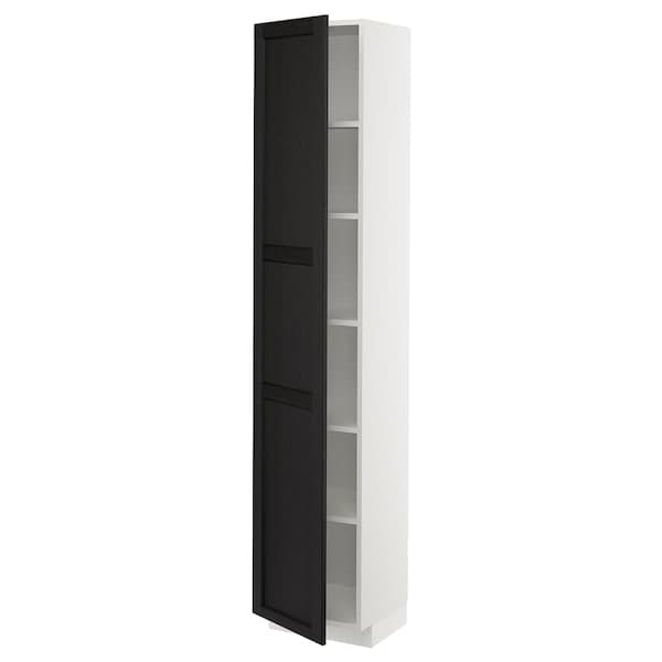Ikea METOD - High cabinet with shelves, white/Lerhyttan black stained, 40x37x200 cm
