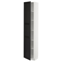 METOD high cabinet with shelves, white/Lerhyttan black stained, 40x37x200 cm