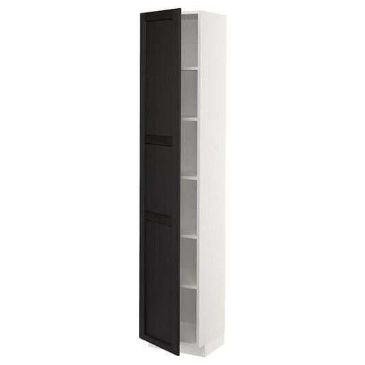 Ikea METOD - High cabinet with shelves, white/Lerhyttan black stained, 40x37x200 cm