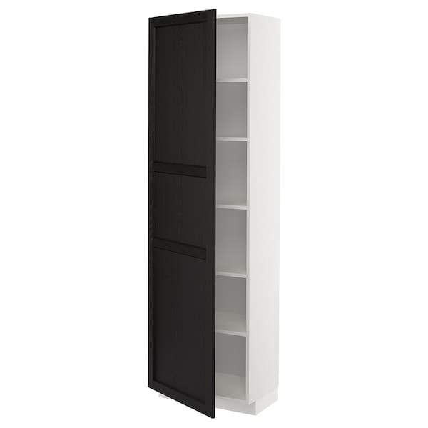 METOD - High cabinet with shelves, white/Lerhyttan black stained, 60x37x200 cm