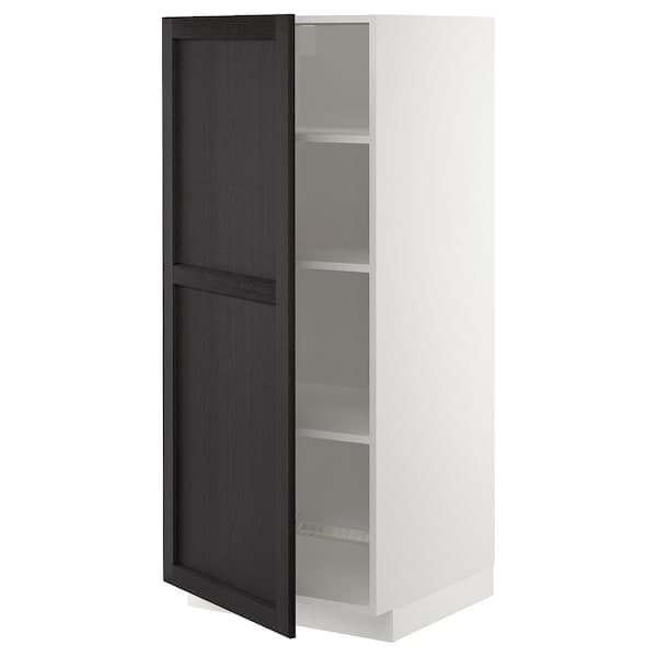 METOD - High cabinet with shelves, white/Lerhyttan black stained, 60x60x140 cm - best price from Maltashopper.com 29460242