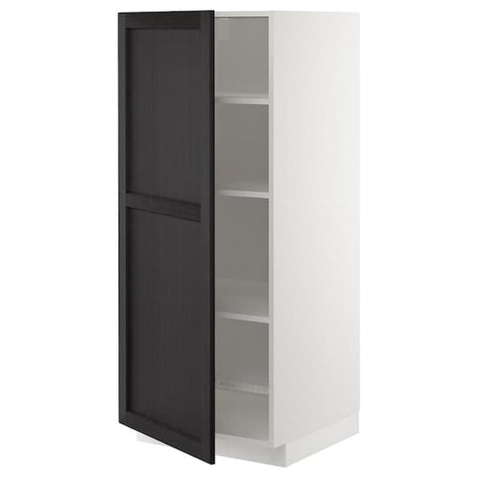 Ikea METOD - High cabinet with shelves, white/Lerhyttan black stained, 60x60x140 cm