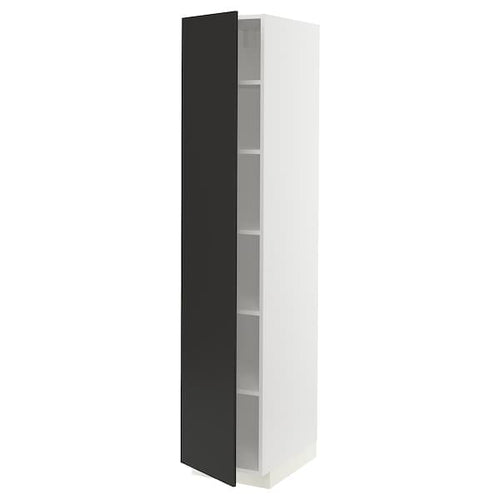 METOD - High cabinet with shelves, white/Nickebo matt anthracite, 40x60x200 cm