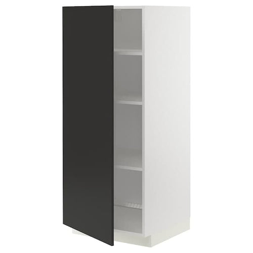 METOD - High cabinet with shelves, white/Nickebo matt anthracite, 60x60x140 cm