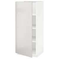 METOD - High cabinet with shelves, white/Ringhult light grey, 60x60x140 cm - best price from Maltashopper.com 89460164