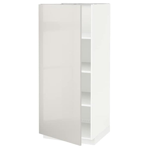 METOD - High cabinet with shelves, white/Ringhult light grey, 60x60x140 cm