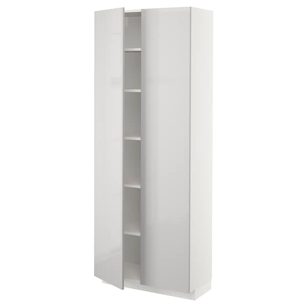METOD - High cabinet with shelves, white/Ringhult light grey, 80x37x200 cm - best price from Maltashopper.com 19457985