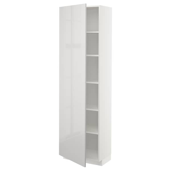 Ikea METOD - High cabinet with shelves, white/Ringhult light grey, 60x37x200 cm