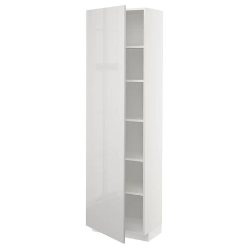 METOD - High cabinet with shelves, white/Ringhult light grey, 60x37x200 cm