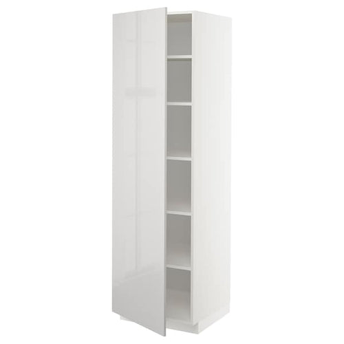 METOD - High cabinet with shelves, white/Ringhult light grey, 60x60x200 cm