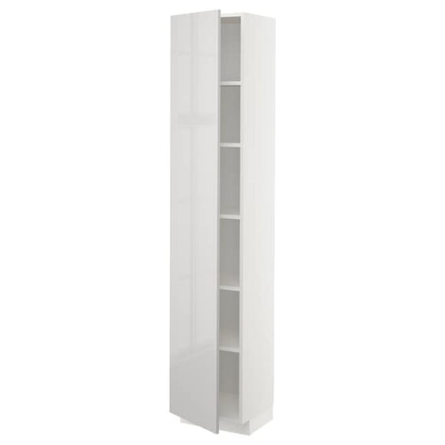 METOD - High cabinet with shelves, white/Ringhult light grey, 40x37x200 cm