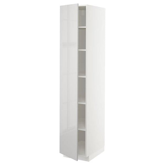 Ikea METOD - High cabinet with shelves, white/Ringhult light grey, 40x60x200 cm