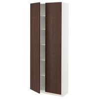 METOD - High cabinet with shelves, white/Sinarp brown, 80x37x200 cm - best price from Maltashopper.com 09469743