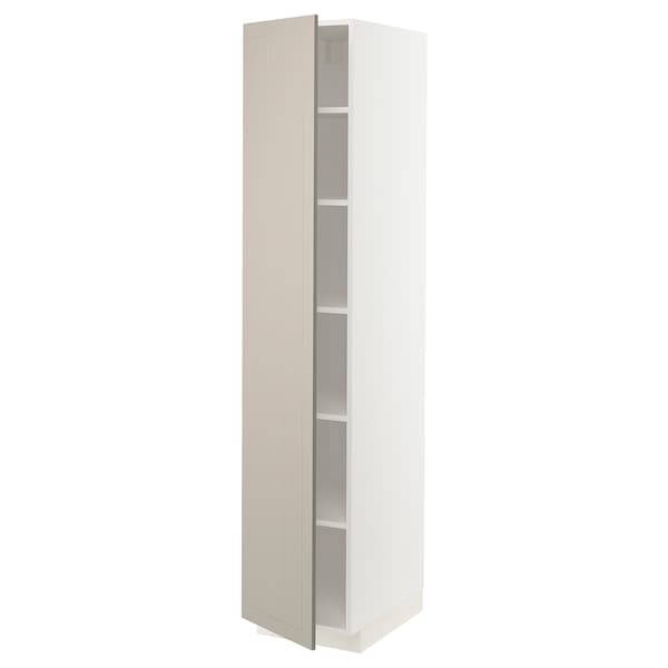 Ikea METOD - High cabinet with shelves, white/Stensund beige, 40x60x200 cm