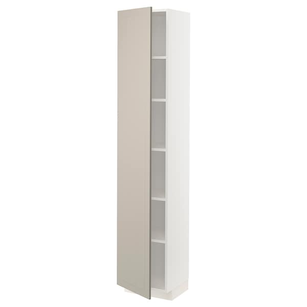 METOD - High cabinet with shelves, white/Stensund beige, 40x37x200 cm - best price from Maltashopper.com 89462945