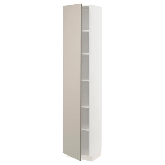Ikea METOD - High cabinet with shelves, white/Stensund beige, 40x37x200 cm