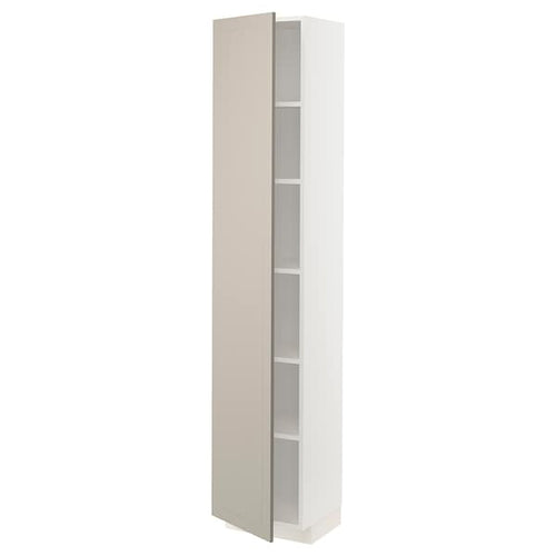 METOD - High cabinet with shelves, white/Stensund beige, 40x37x200 cm