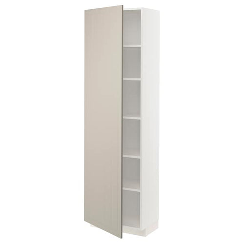 METOD - High cabinet with shelves, white/Stensund beige, 60x37x200 cm