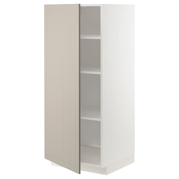 METOD - High cabinet with shelves, white/Stensund beige, 60x60x140 cm - best price from Maltashopper.com 69462946