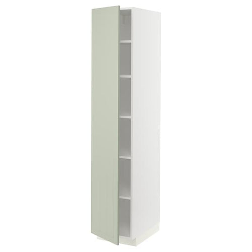 METOD high cabinet with shelves, white/Stensund light green, 40x60x200 cm