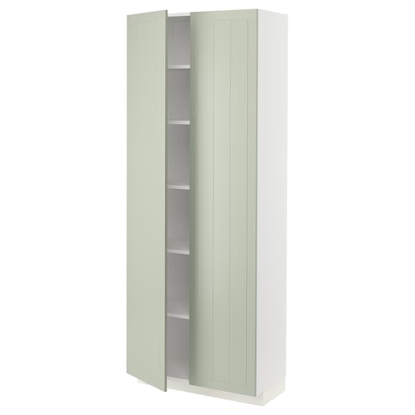 METOD - High cabinet with shelves, white/Stensund light green, 80x37x200 cm - best price from Maltashopper.com 49487467