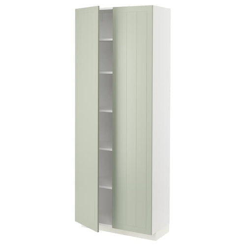 METOD - High cabinet with shelves, white/Stensund light green, 80x37x200 cm