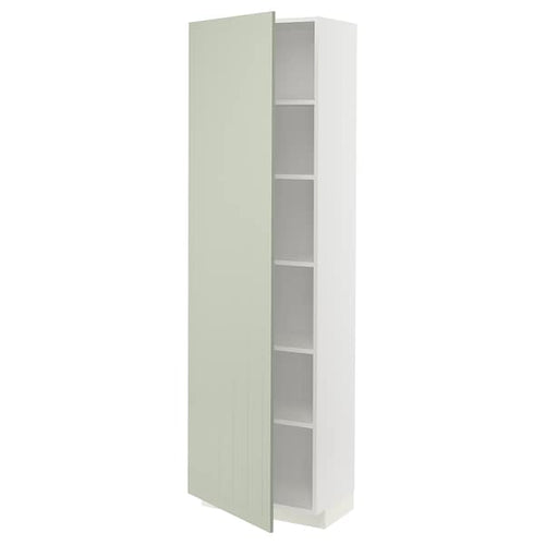 METOD high cabinet with shelves, white/Stensund light green, 60x37x200 cm