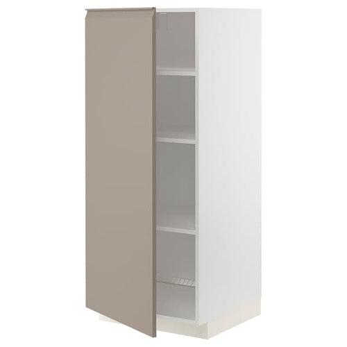 METOD - High cabinet with shelves, white/Upplöv matt dark beige , 60x60x140 cm