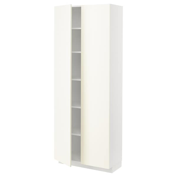 METOD - High cabinet with shelves, white/Vallstena white, 80x37x200 cm - best price from Maltashopper.com 49507314