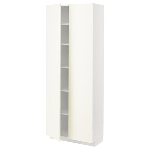 METOD - High cabinet with shelves, white/Vallstena white, 80x37x200 cm