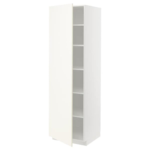 METOD - High cabinet with shelves, white/Vallstena white, 60x60x200 cm