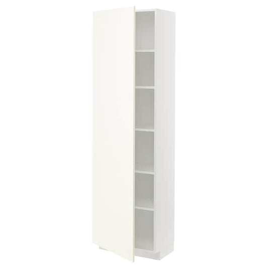 Ikea METOD - High cabinet with shelves, white/Vallstena white, 60x37x200 cm