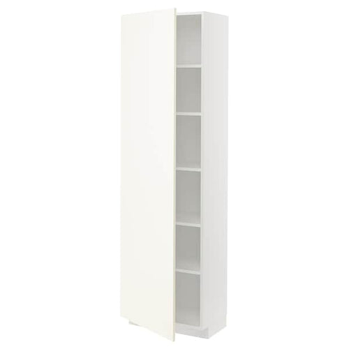 METOD - High cabinet with shelves, white/Vallstena white, 60x37x200 cm