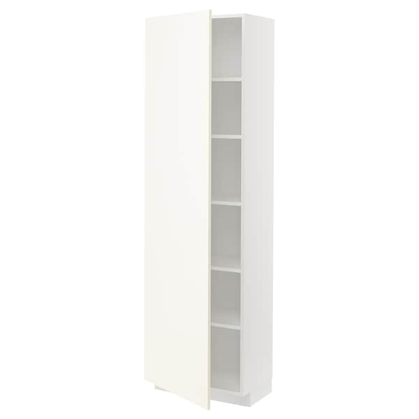 METOD - High cabinet with shelves, white/Vallstena white, 60x37x200 cm