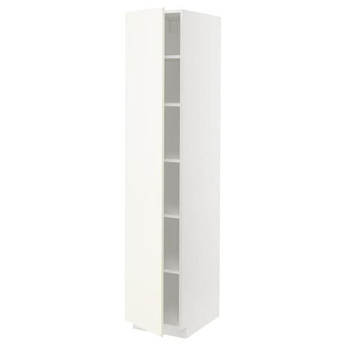 METOD - High cabinet with shelves, white/Vallstena white, 40x60x200 cm