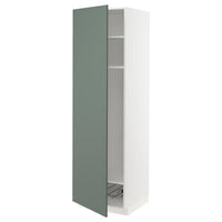 METOD - High cabinet w shelves/wire basket, white/Bodarp grey-green, 60x60x200 cm - best price from Maltashopper.com 49458436