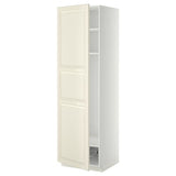 METOD high cabinet w shelves/wire basket, white/Bodbyn off-white, 60x60x200 cm