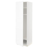 METOD high cabinet w shelves/wire basket, white Enköping/white wood effect, 60x60x200 cm
