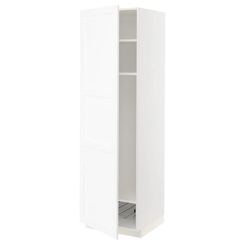 METOD - METOD High cabinet w shelves/wire basket, white Enköping/white wood effect, 60x60x200 cm