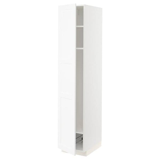 Ikea METOD - High cabinet w shelves/wire basket, white Enköping/white wood effect, 40x60x200 cm