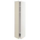 METOD high cabinet w shelves/wire basket, white/Havstorp beige, 40x60x200 cm