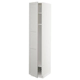METOD high cabinet w shelves/wire basket, white/Lerhyttan light grey, 40x60x200 cm