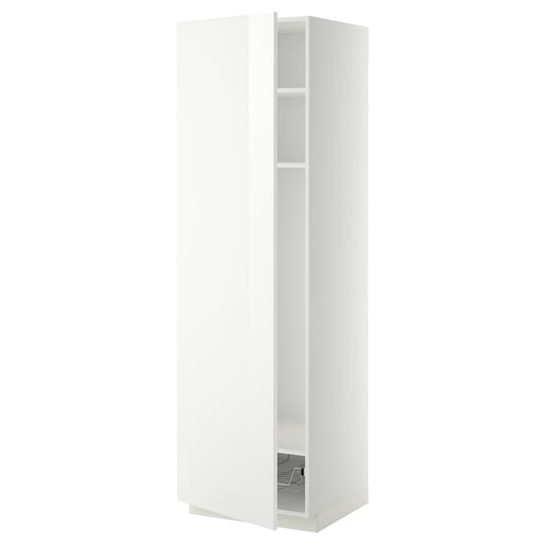 METOD - High cabinet w shelves/wire basket, white/Ringhult white, 60x60x200 cm - best price from Maltashopper.com 29452968