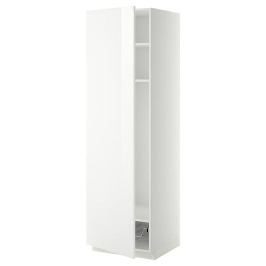 METOD - High cabinet w shelves/wire basket, white/Ringhult white, 60x60x200 cm - best price from Maltashopper.com 29452968