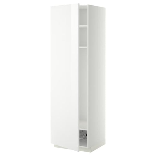 METOD - High cabinet w shelves/wire basket, white/Ringhult white, 60x60x200 cm